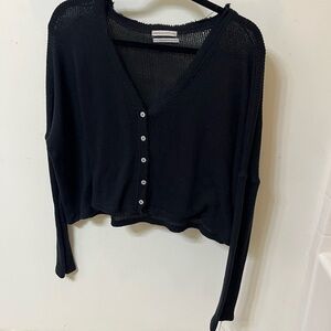 UO Black Button-Up Knit Sweater